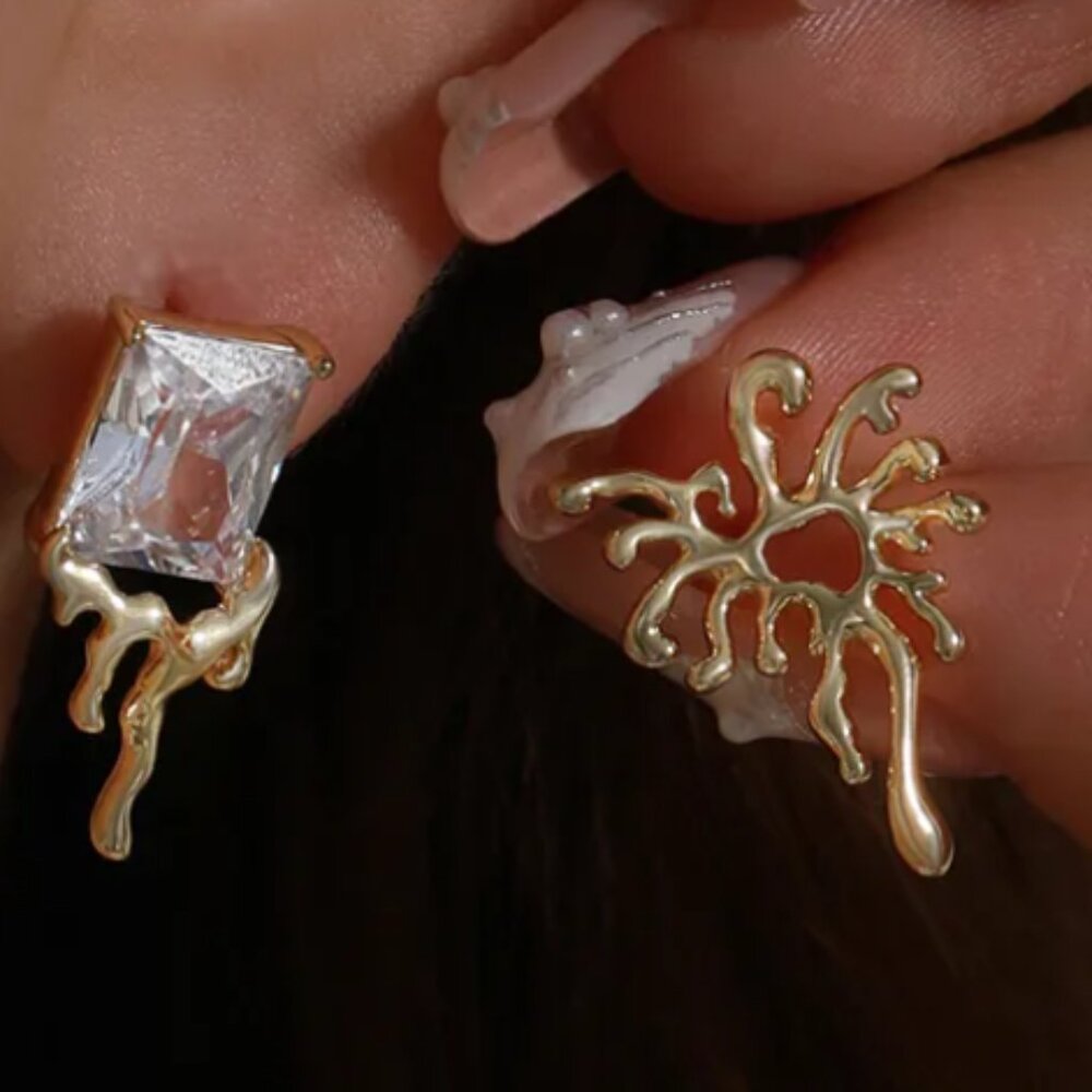 1 Pair XUPING Classic Style Irregular Copper 18K Gold Plated Ear Studs